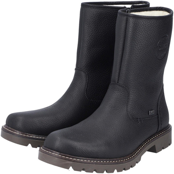 Riker Miesten Nahka Saapas Musta