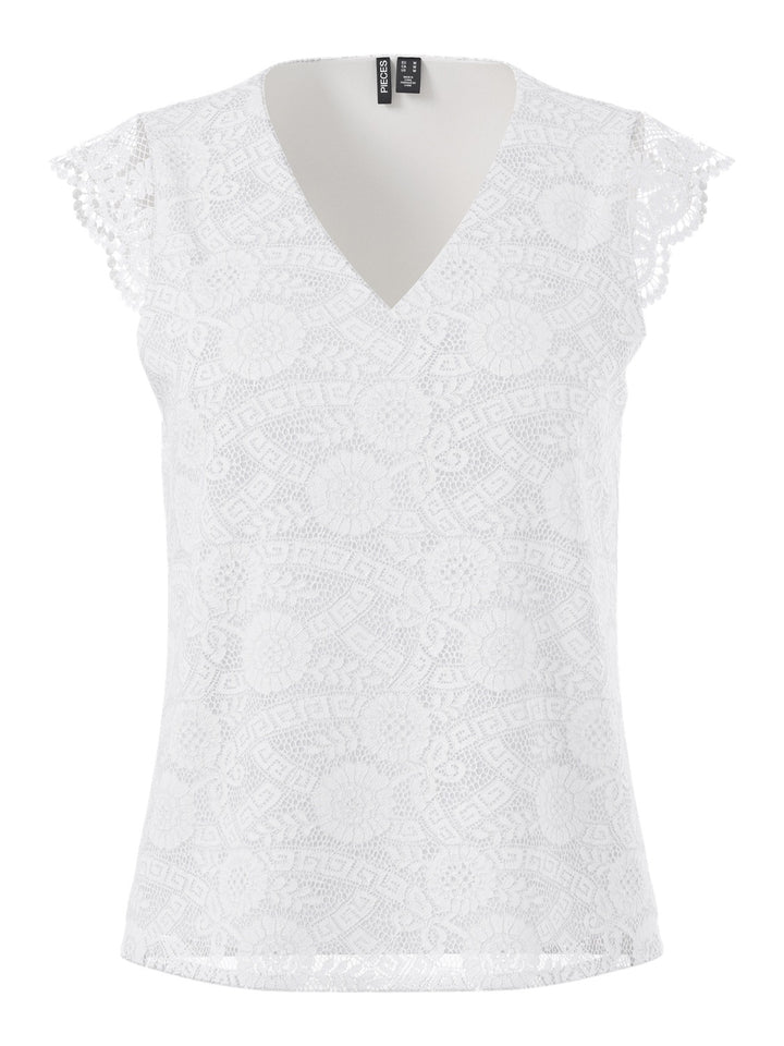 Pieces Hihaton Pitsi Toppi Valkoinen - Canny