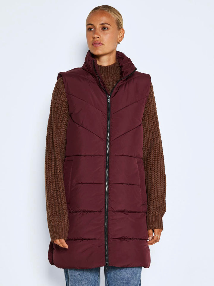 Noicy May Pitkä Lämpöliivi Viininpunainen - Canny