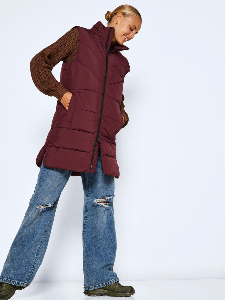 Noicy May Pitkä Lämpöliivi Viininpunainen - Canny