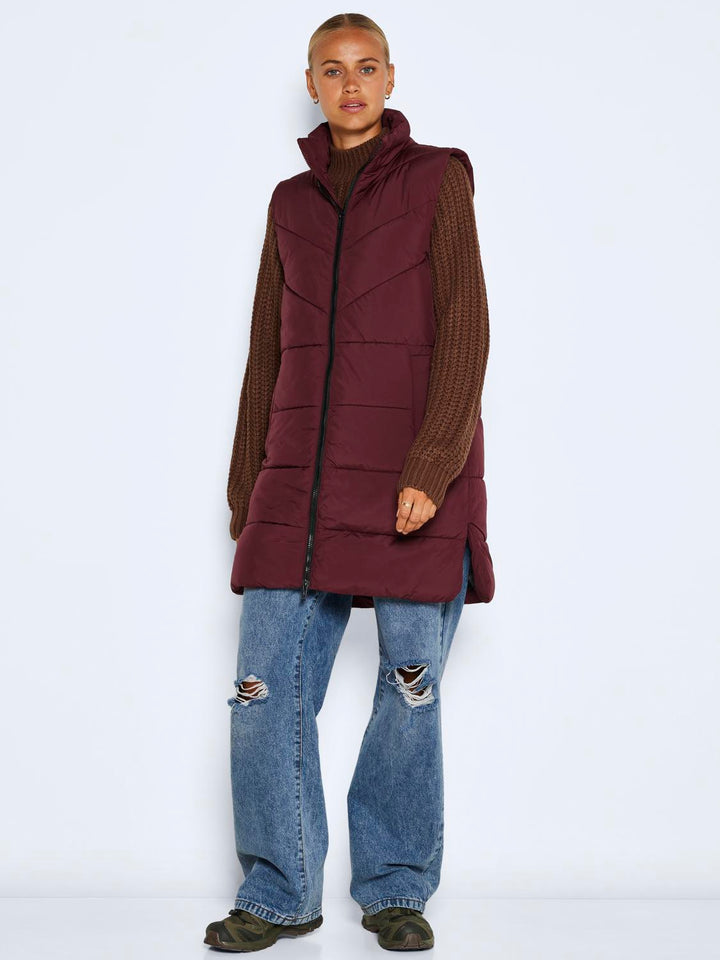 Noicy May Pitkä Lämpöliivi Viininpunainen - Canny