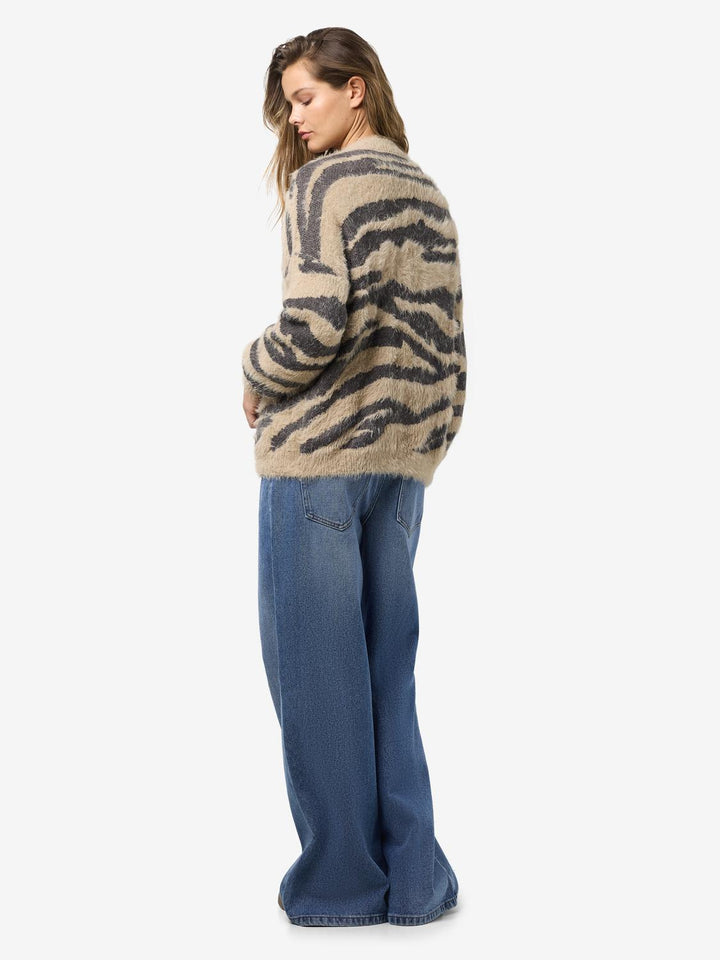 Noisy May Zebrakuvio Neuletakki Ruskea - Canny