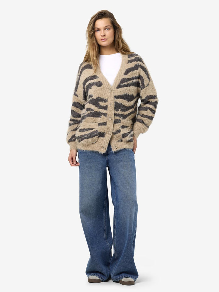 Noisy May Zebrakuvio Neuletakki Ruskea - Canny