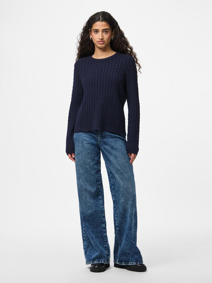 Pieces Kaapelineulepusero Tummansininen - Canny