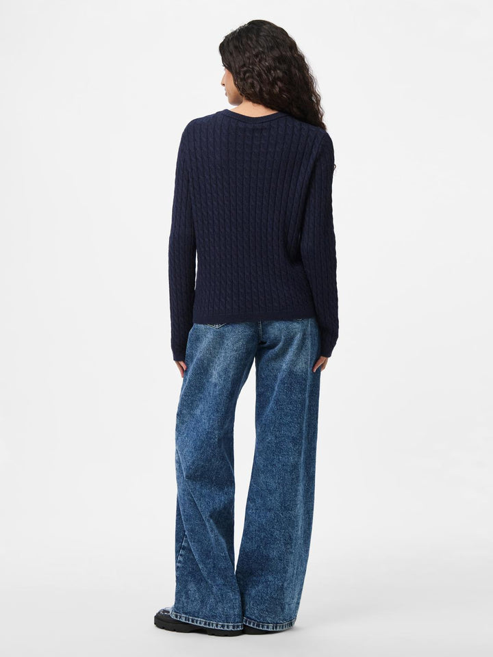 Pieces Kaapelineulepusero Tummansininen - Canny