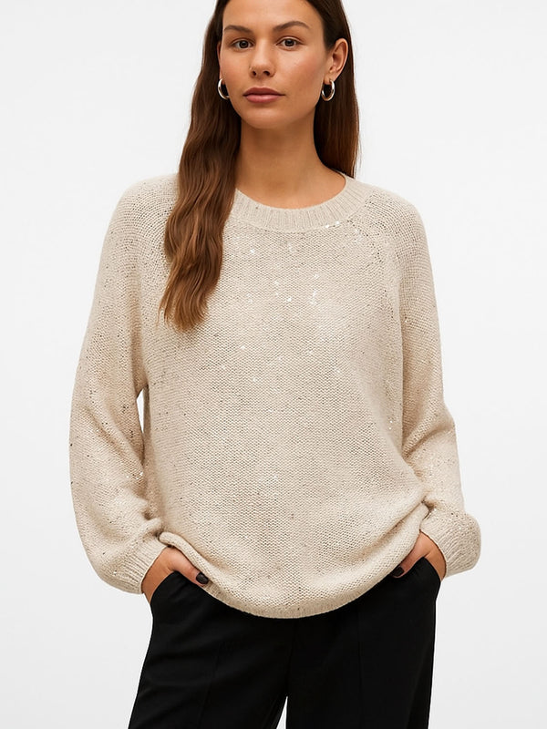Veromoda Glitter Neulepusero Beige