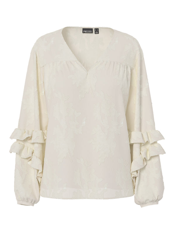 Pieces Sifonkipusero Luonnonvalkoinen