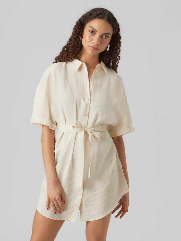 Vero Moda Lyhyt Napillinen T-paita Mekko Beige