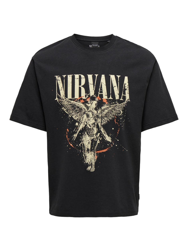 Only & Sons Nirvana Printti T-paita Musta