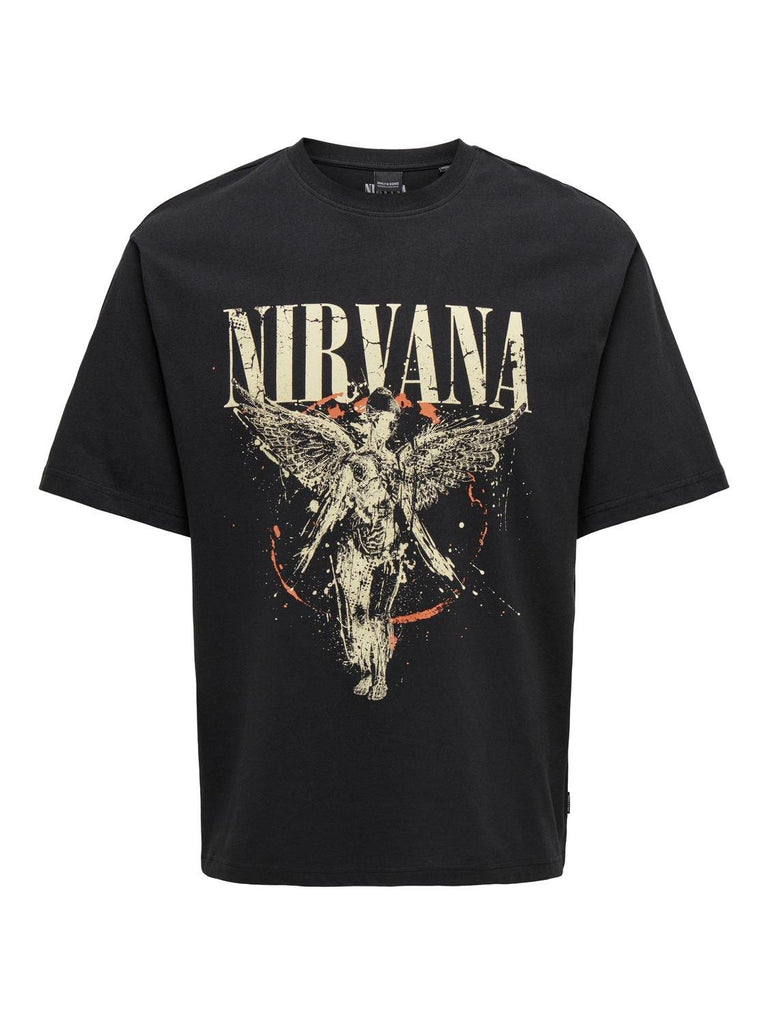 Only & Sons Nirvana Printti T-paita Musta - Canny