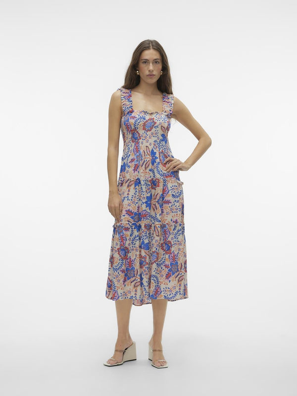 Vero Moda Kuviollinen Midi Mekko Beige