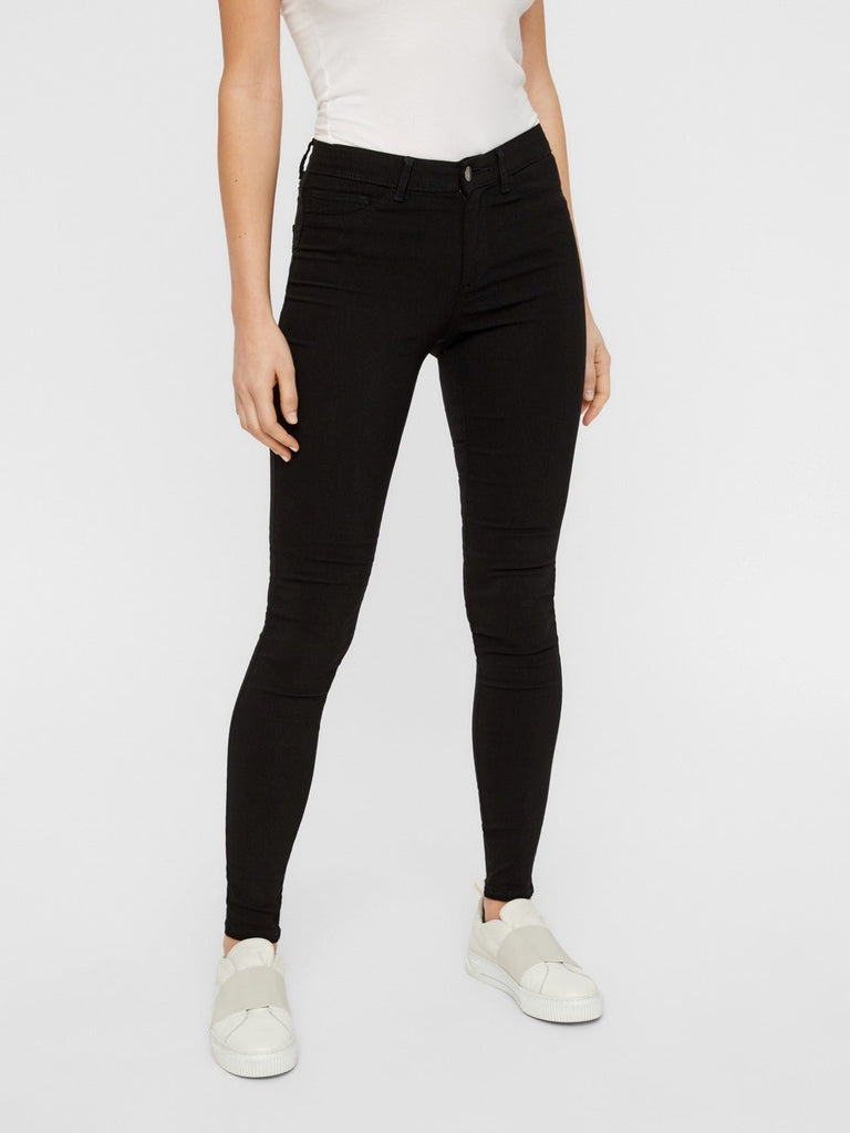 Pieces Midwaist Jeggings Musta - Canny